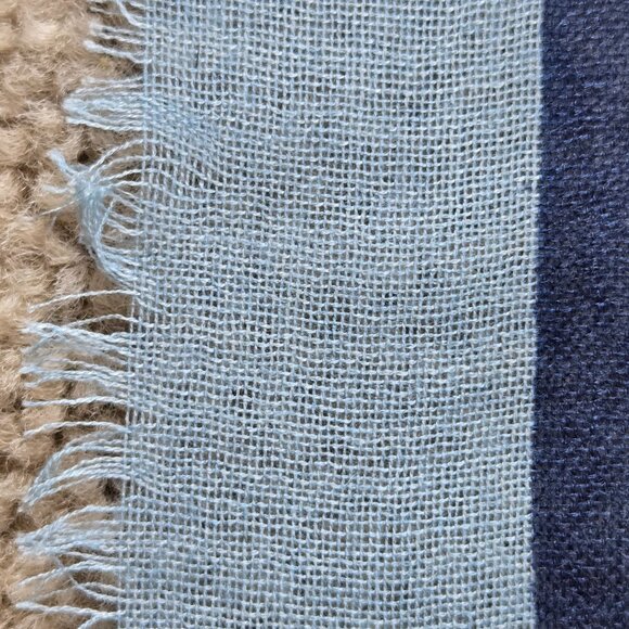 Kinross Silk Cashmere Scarf Blue Squares - Picture 7 of 11